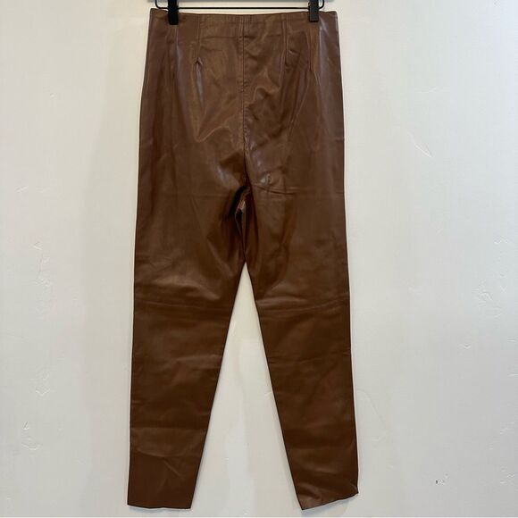 ZARA Brown High-Rise Faux Leather Pants Size L - Picture 9 of 10